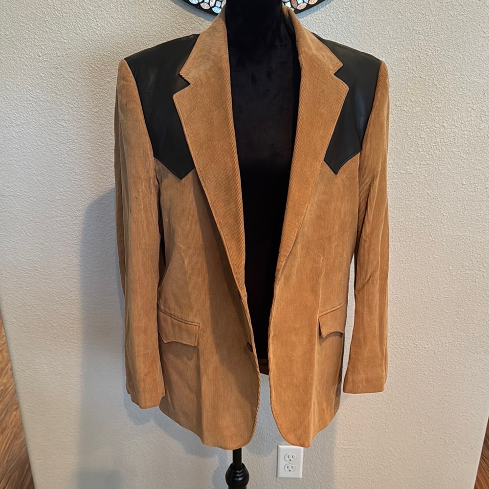 Tan and Black Men's Blazer